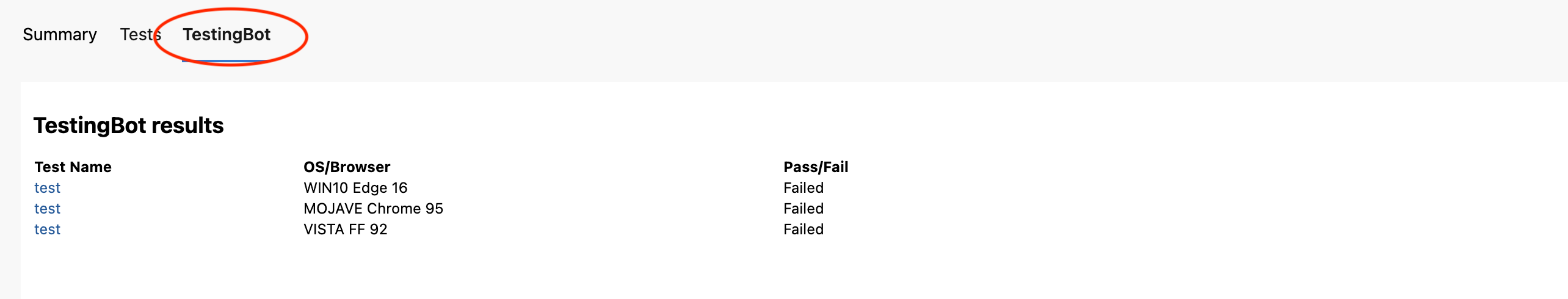 TestingBot embed test results