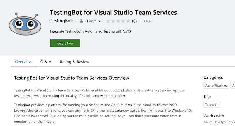 TestingBot Azure extension