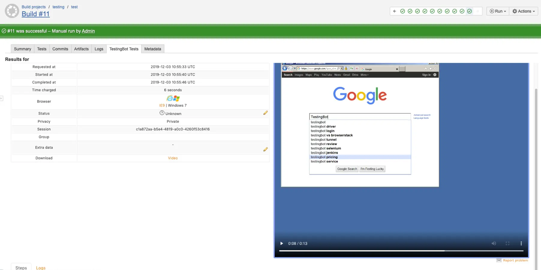 bamboo testingbot integration