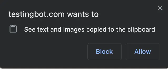 Clipboard Access Request example