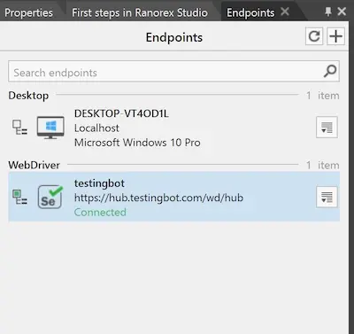 Ranorex TestingBot Endpoint