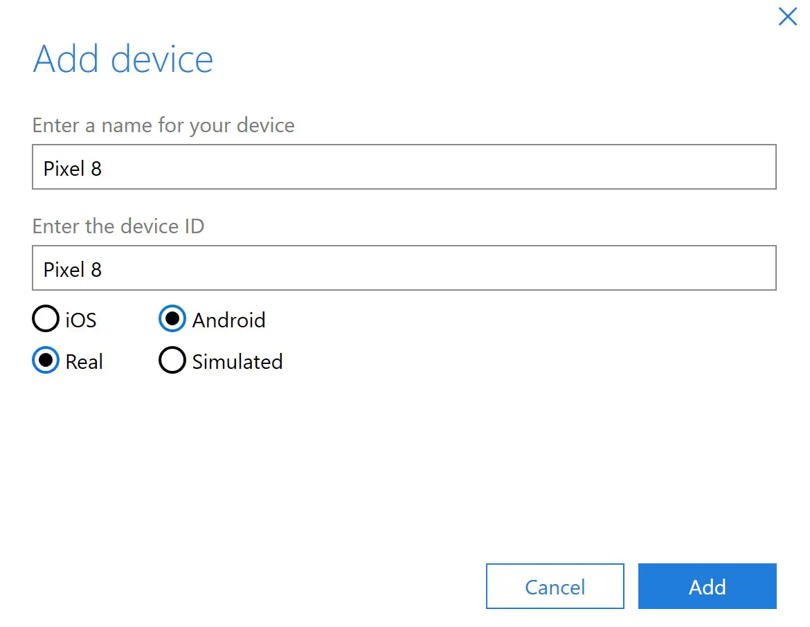 Tosca Add TestingBot Device