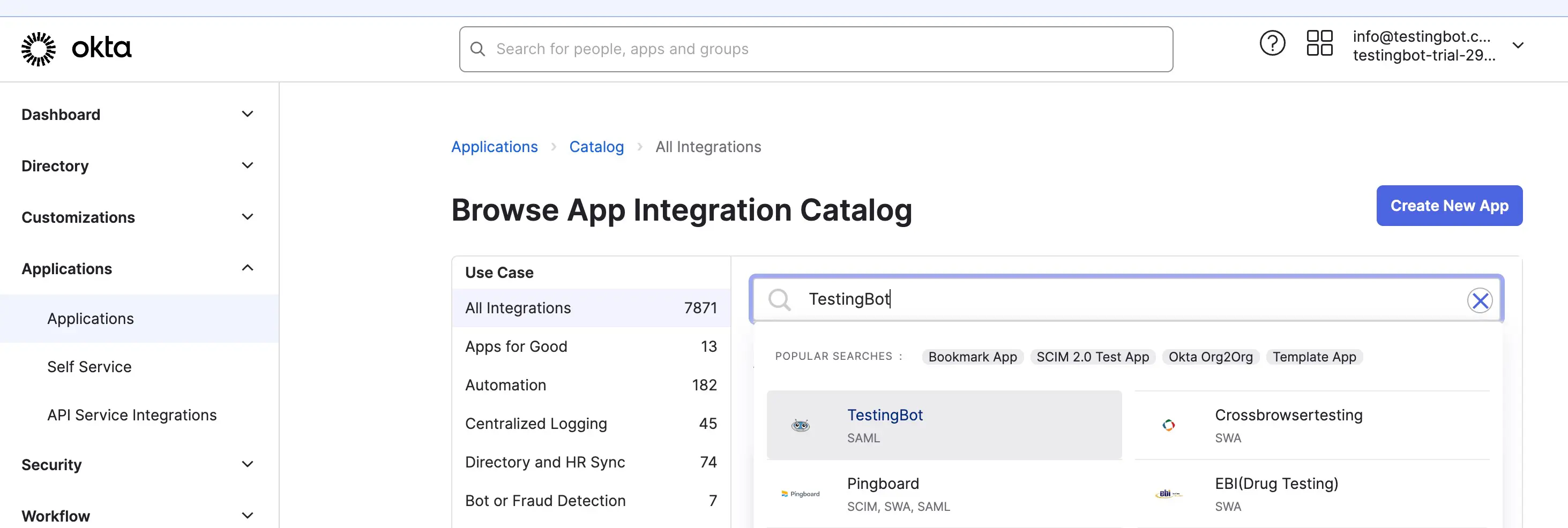 Add TestingBot SAML App