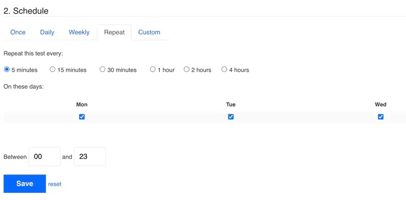 Schedule a codeless visual test